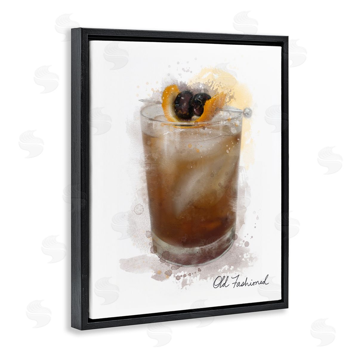 Old Fashioned Splash Black Floating Frame Canvas Wall Art, Home Decor by Matthew Piotrowicz