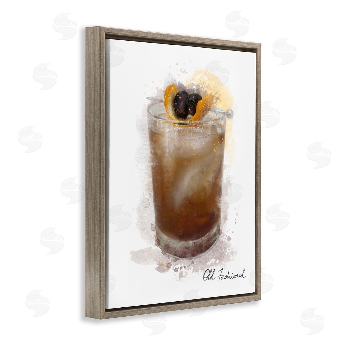 Old Fashioned Splash Brown Floating Frame Canvas Wall Art, Home Decor by Matthew Piotrowicz