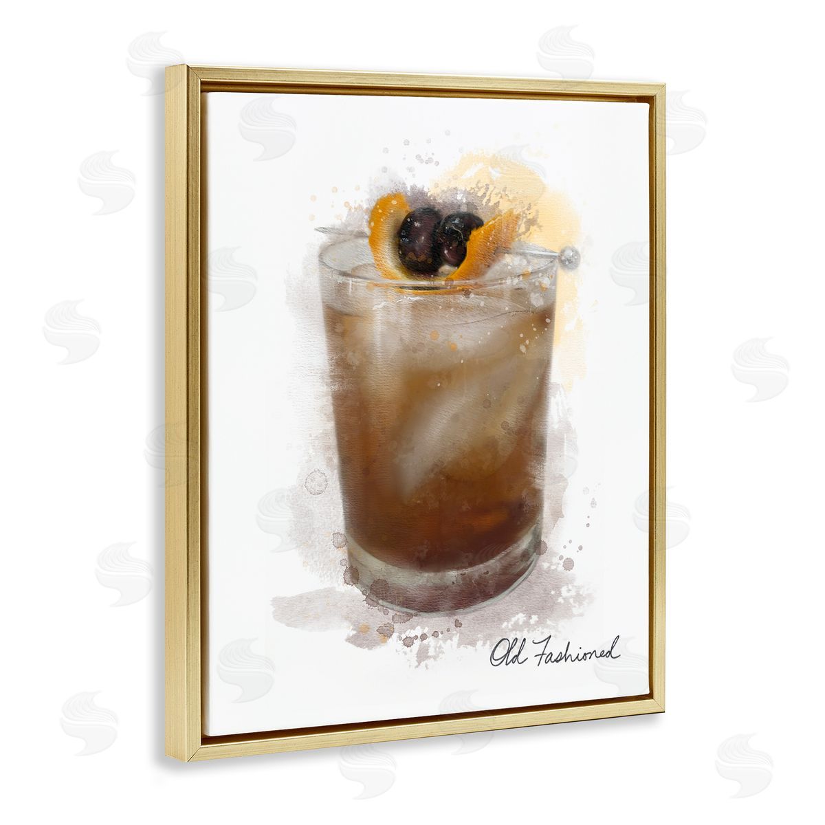 Old Fashioned Splash Gold Floating Frame Canvas Wall Art, Home Decor by Matthew Piotrowicz