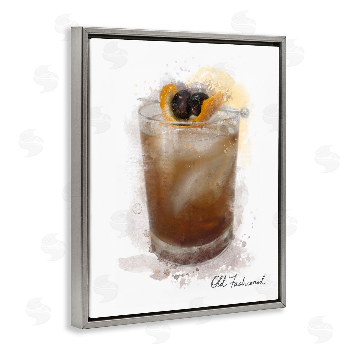 Old Fashioned Splash Grey Floating Frame Canvas Wall Art, Home Decor by Matthew Piotrowicz