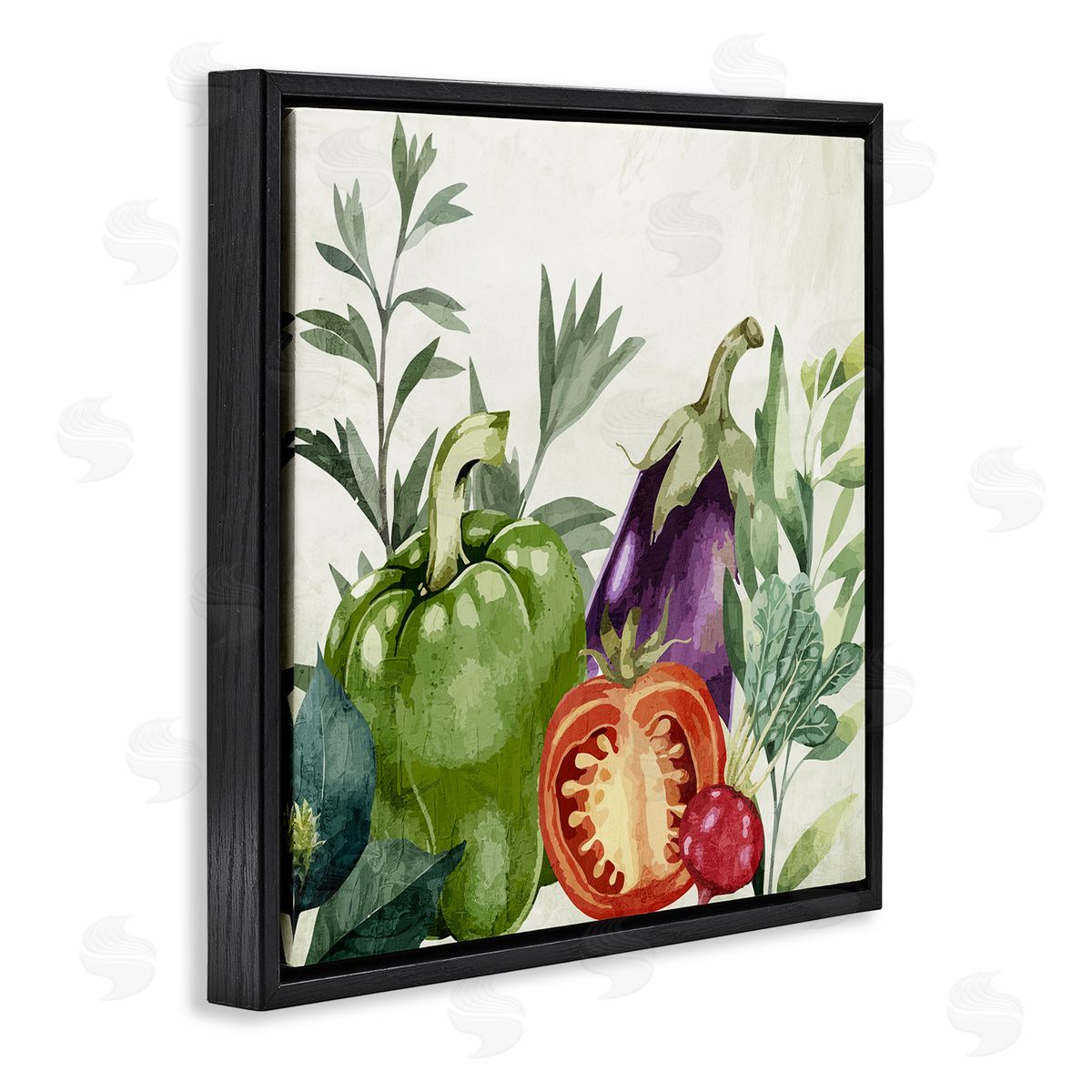 Organic Garden Vegetables Black Floating Frame Canvas Wall Art, Home Decor by Kim Allen