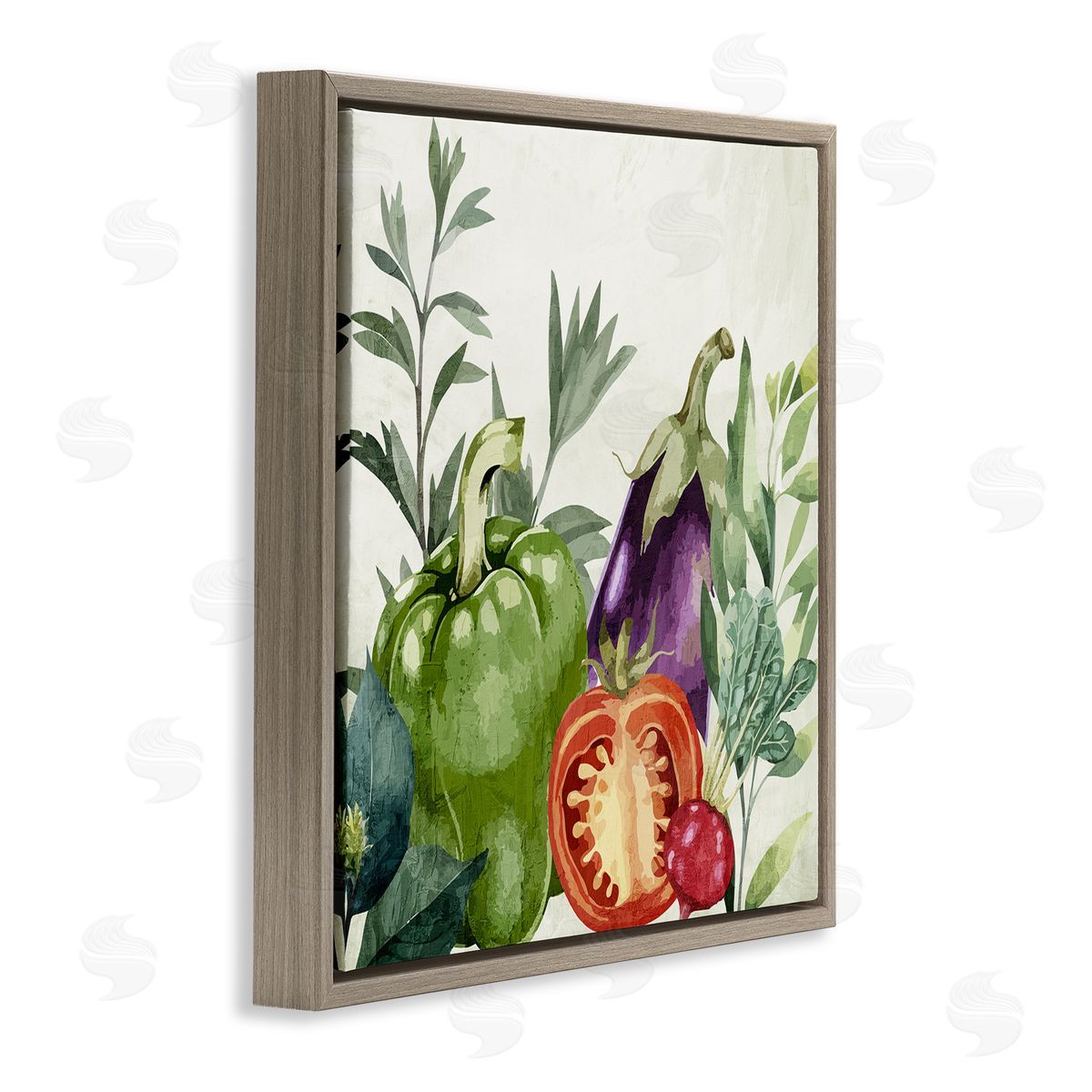Organic Garden Vegetables Brown Floating Frame Canvas Wall Art, Home Decor by Kim Allen