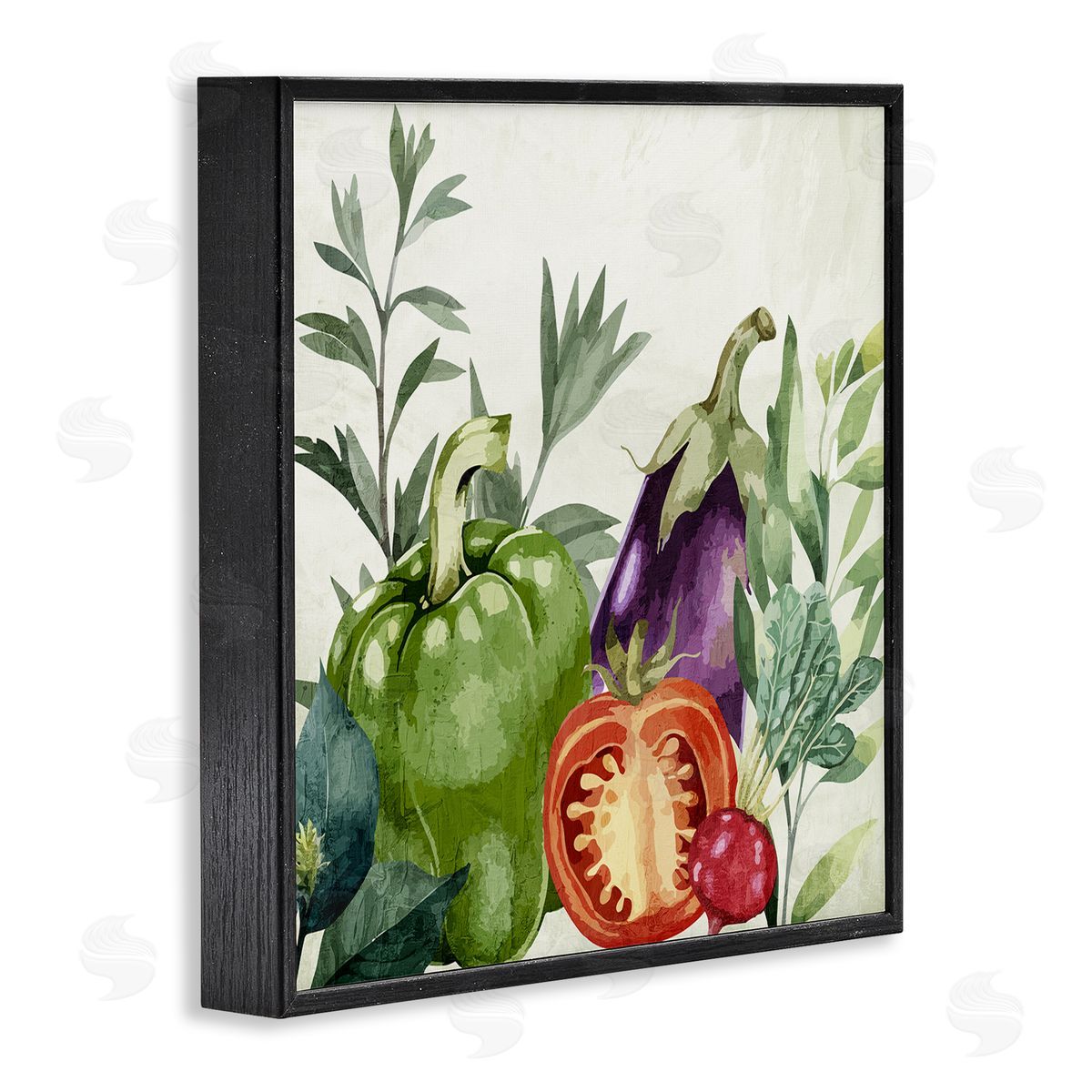 Organic Garden Vegetables Black Frame Print Wall Art, Home Decor by Kim Allen