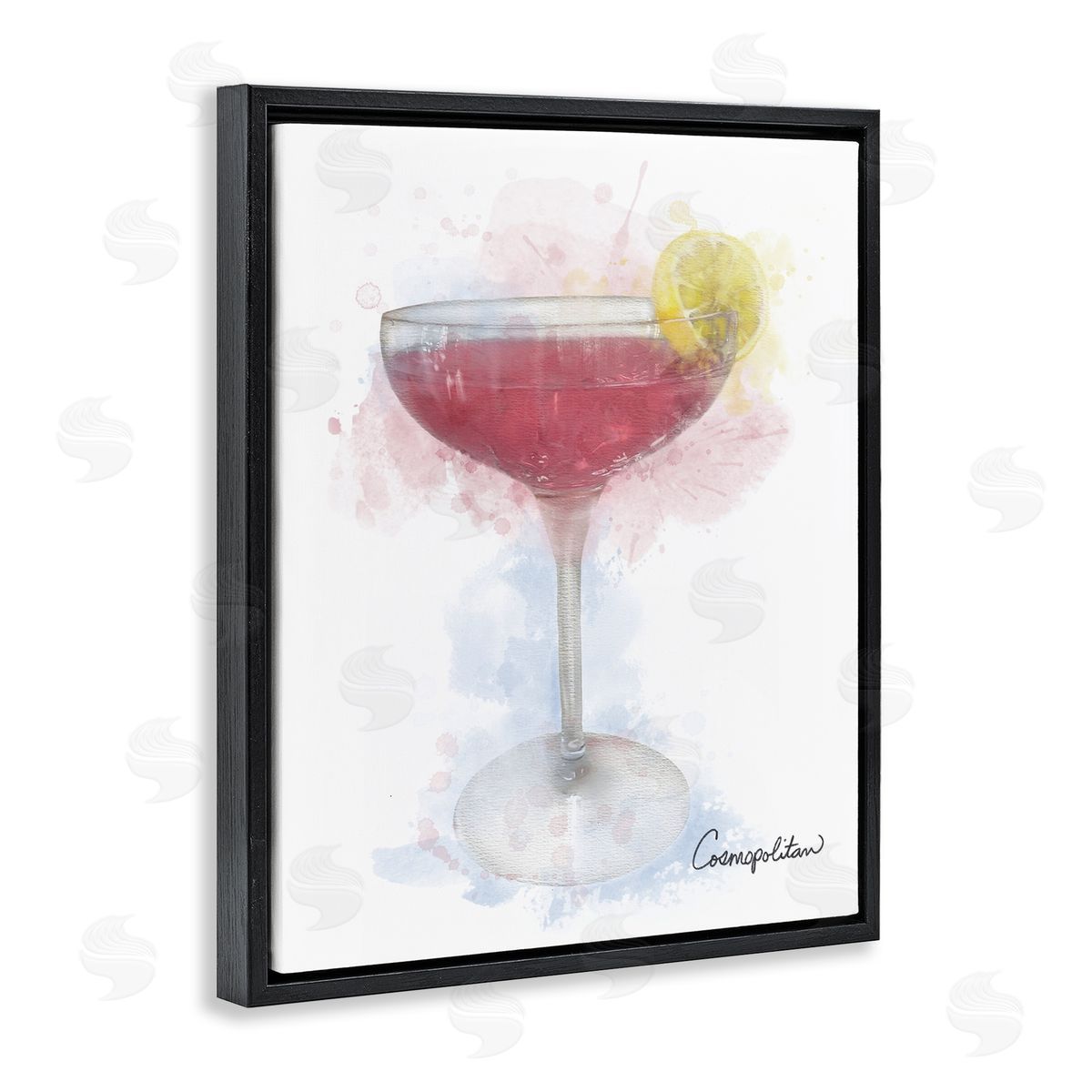 Soft Faded Cosmopolitan Black Floating Frame Canvas Wall Art, Home Decor by Matthew Piotrowicz