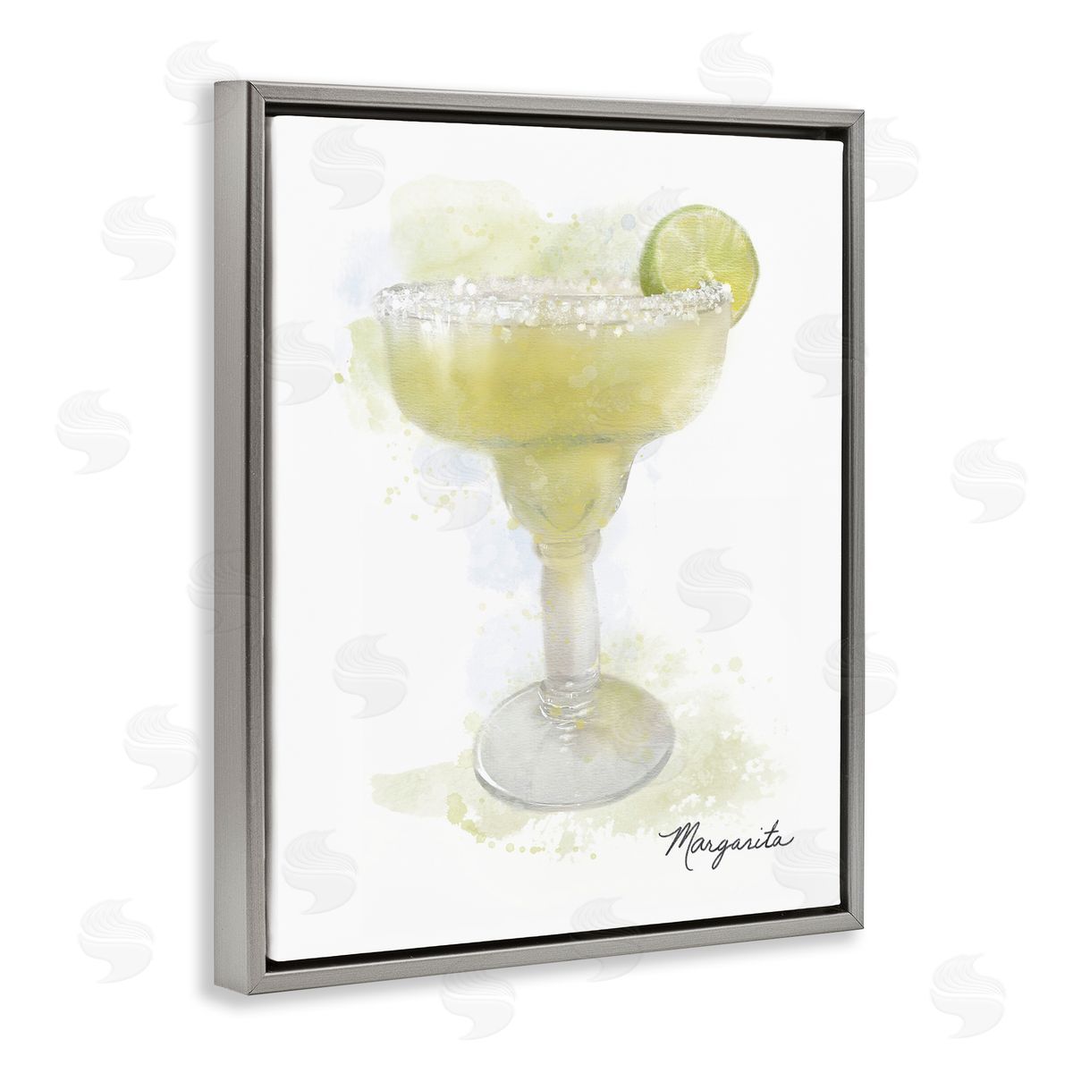 Soft Faded Margarita Grey Floating Frame Canvas Wall Art, Home Decor by Matthew Piotrowicz