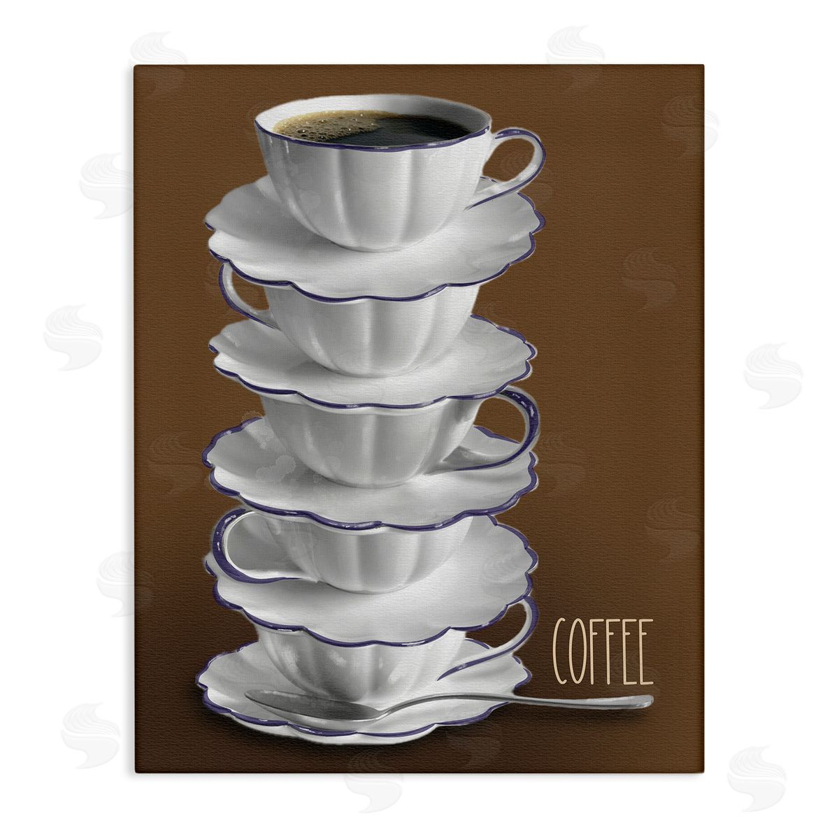 Stacked Teacups with Coffee Canvas Wall Art, Home Decor by Matthew Piotrowicz