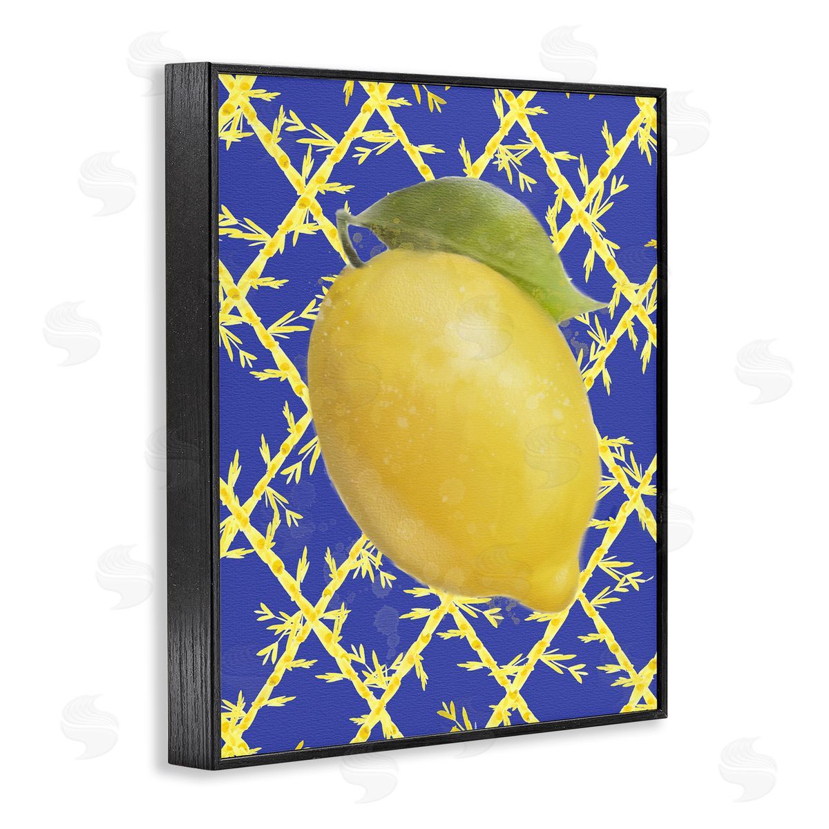 Bold Lemon over Blue Black Frame Print Wall Art, Home Decor by Matthew Piotrowicz