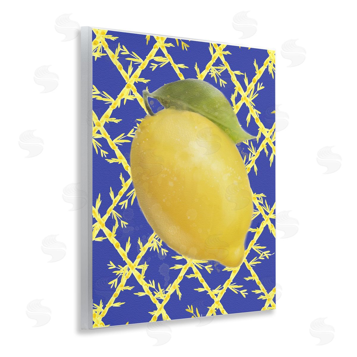 Bold Lemon over Blue Wood Plaque Wall Art, Home Decor by Matthew Piotrowicz