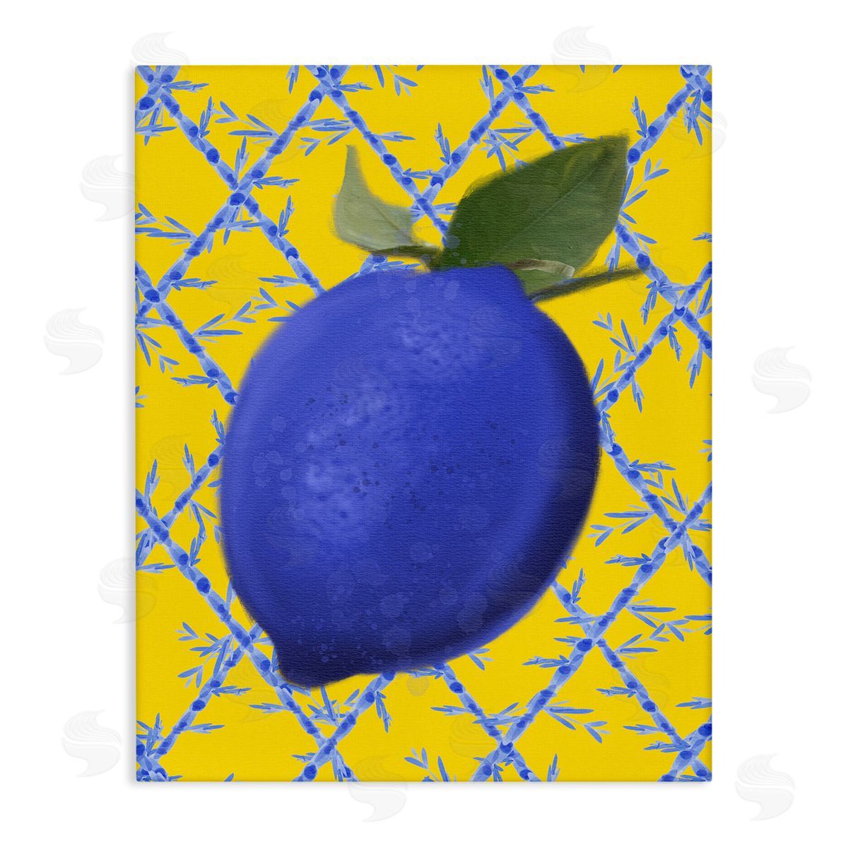 Blue Lemon over Yellow Canvas Wall Art, Home Decor by Matthew Piotrowicz