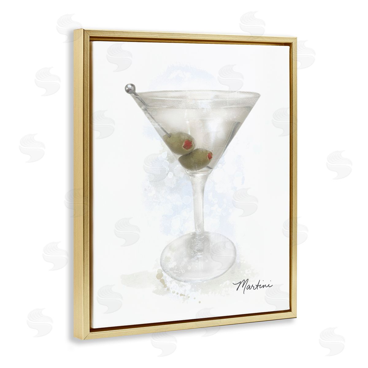Soft Muted Martini Gold Floating Frame Canvas Wall Art, Home Decor by Matthew Piotrowicz