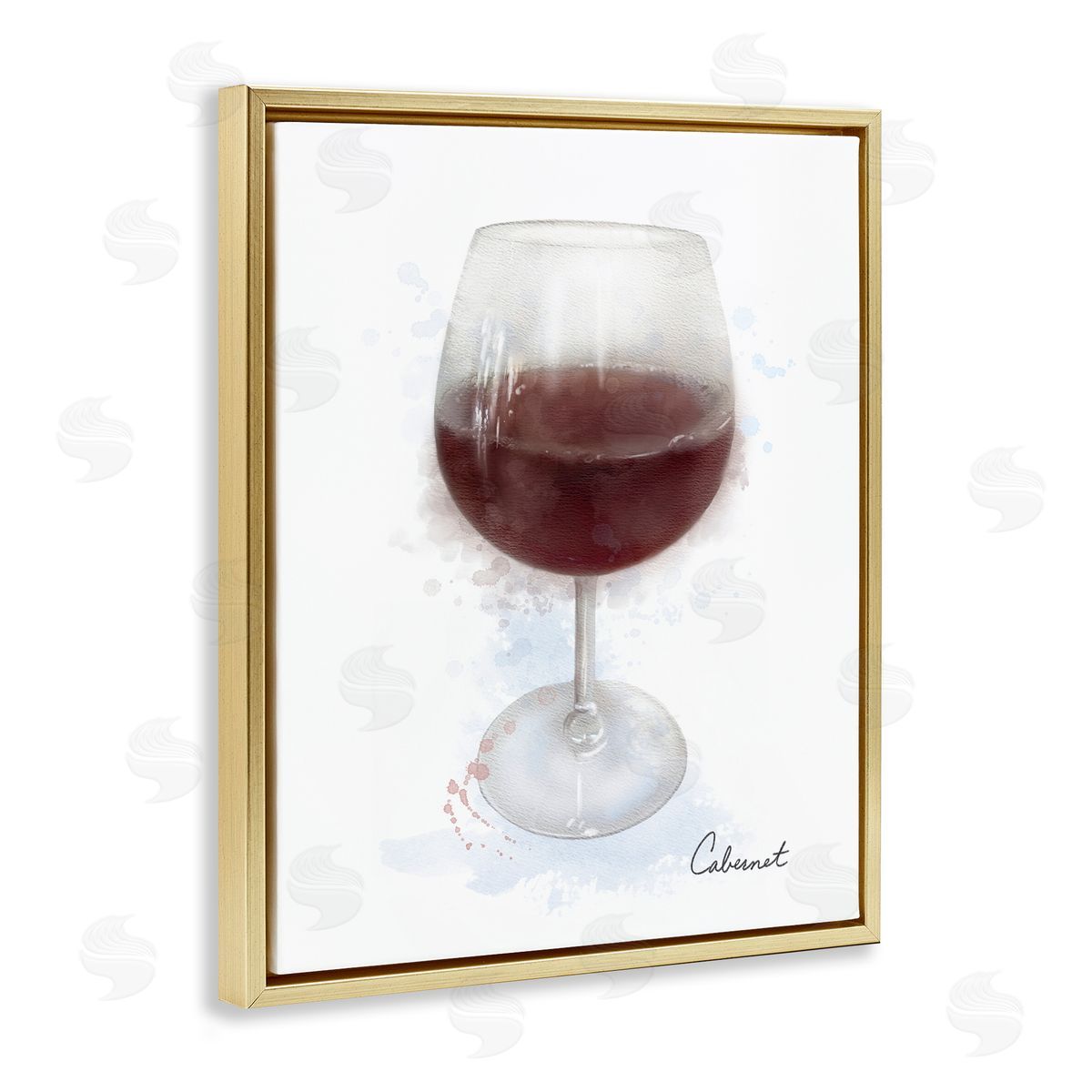Modern Cabernet in Glass Gold Floating Frame Canvas Wall Art, Home Decor by Matthew Piotrowicz