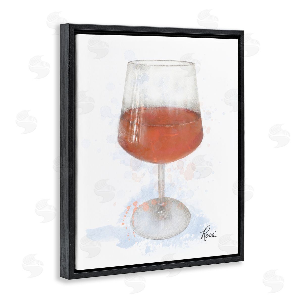 Modern Rosé in Glass Black Floating Frame Canvas Wall Art, Home Decor by Matthew Piotrowicz