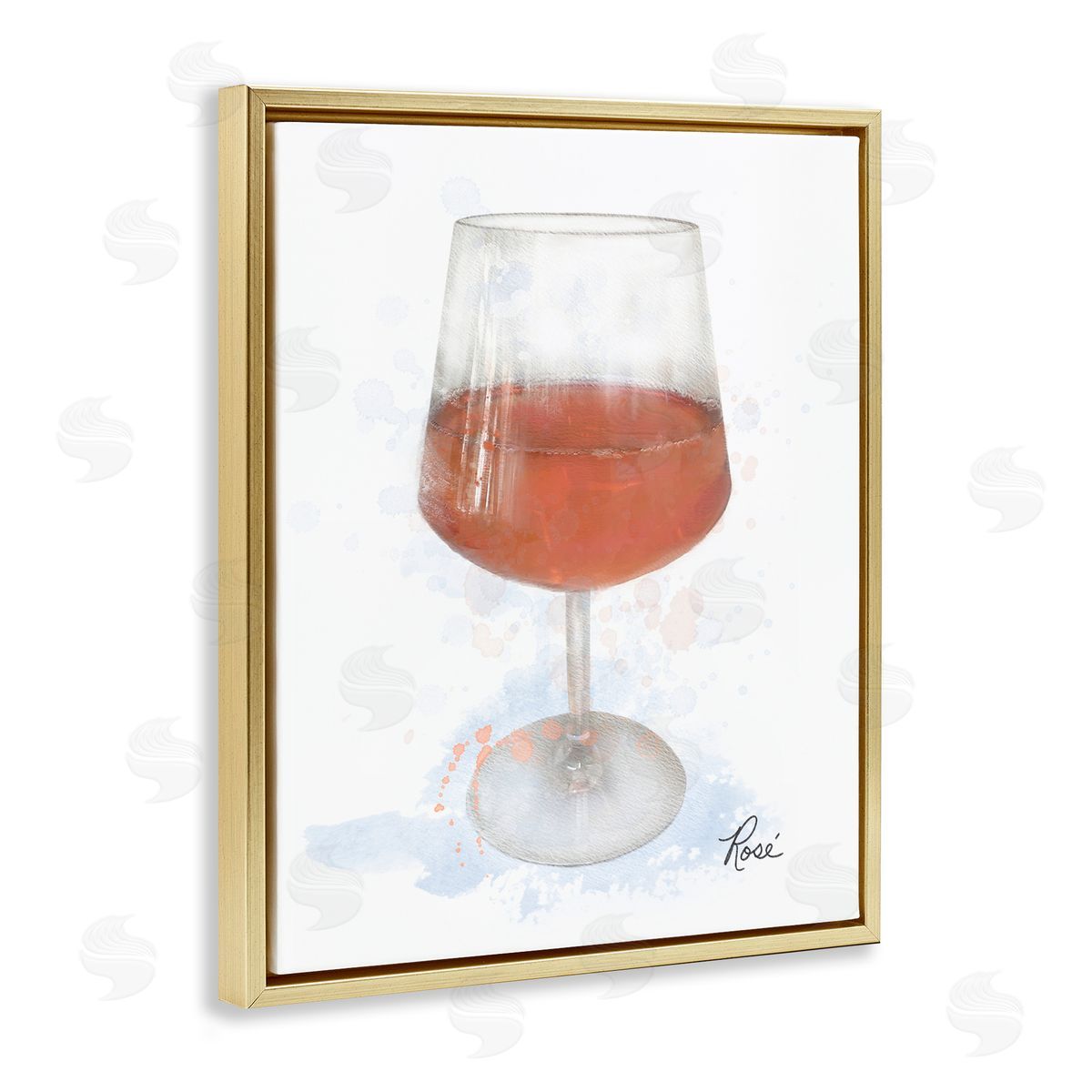 Modern Rosé in Glass Gold Floating Frame Canvas Wall Art, Home Decor by Matthew Piotrowicz