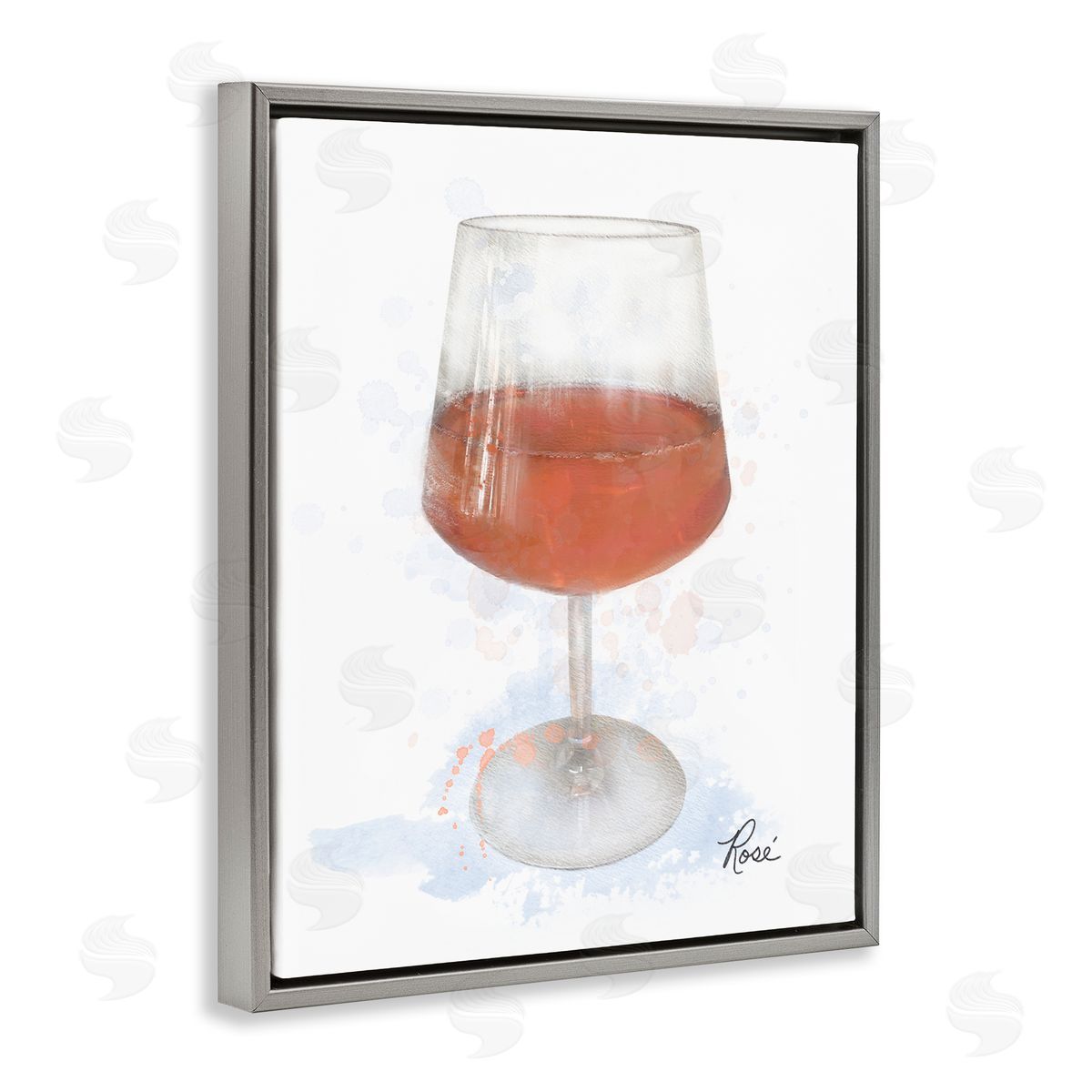 Modern Rosé in Glass Grey Floating Frame Canvas Wall Art, Home Decor by Matthew Piotrowicz