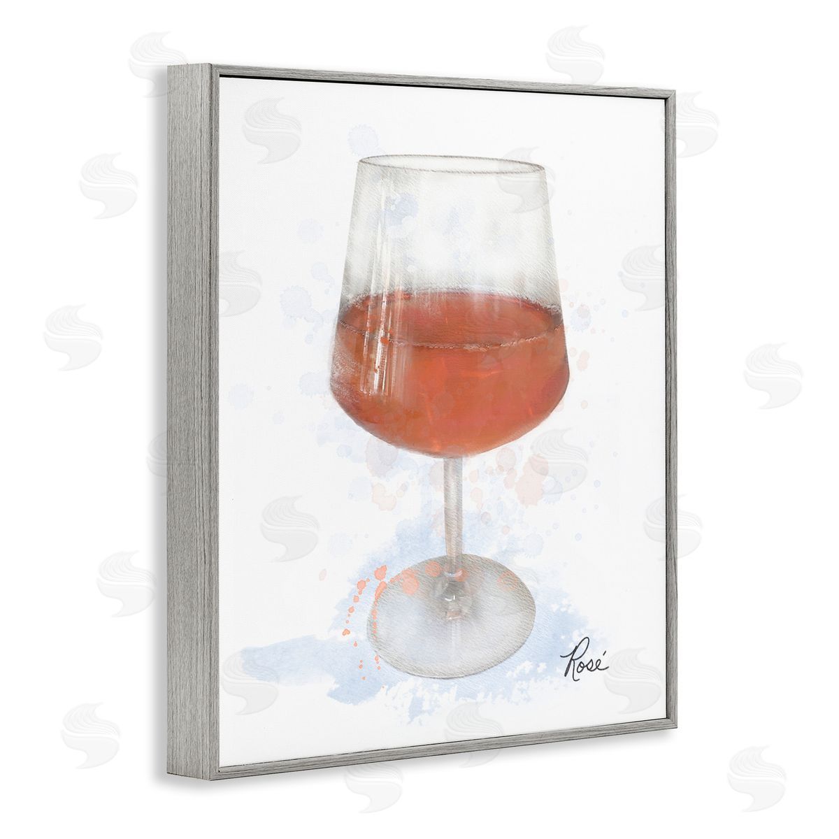 Modern Rosé in Glass Grey Frame Print Wall Art, Home Decor by Matthew Piotrowicz
