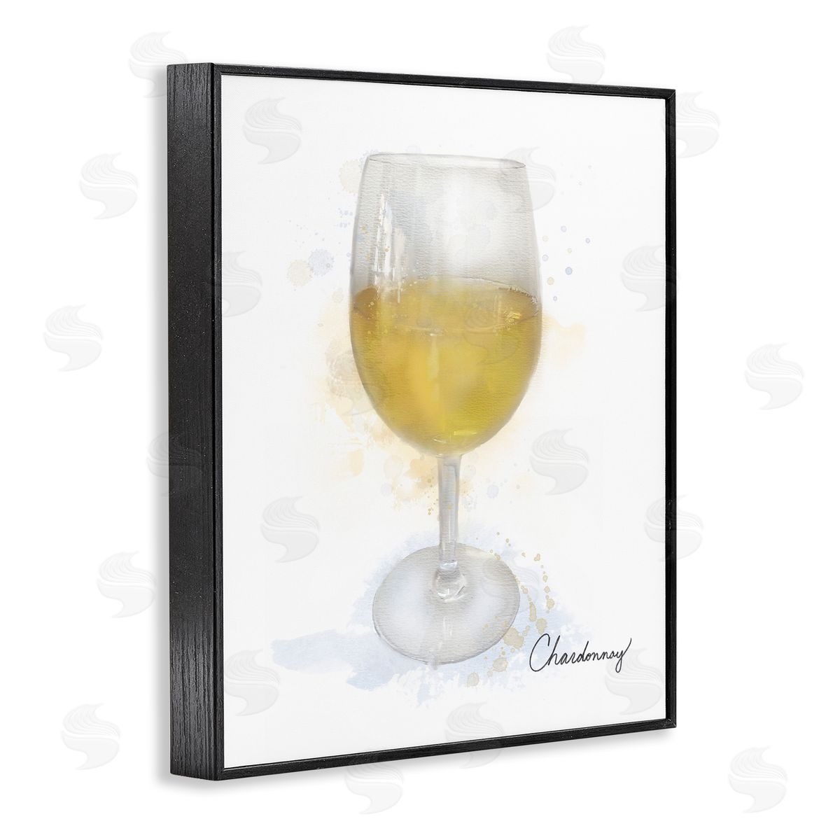 Modern Chardonnay in Glass Black Frame Print Wall Art, Home Decor by Matthew Piotrowicz