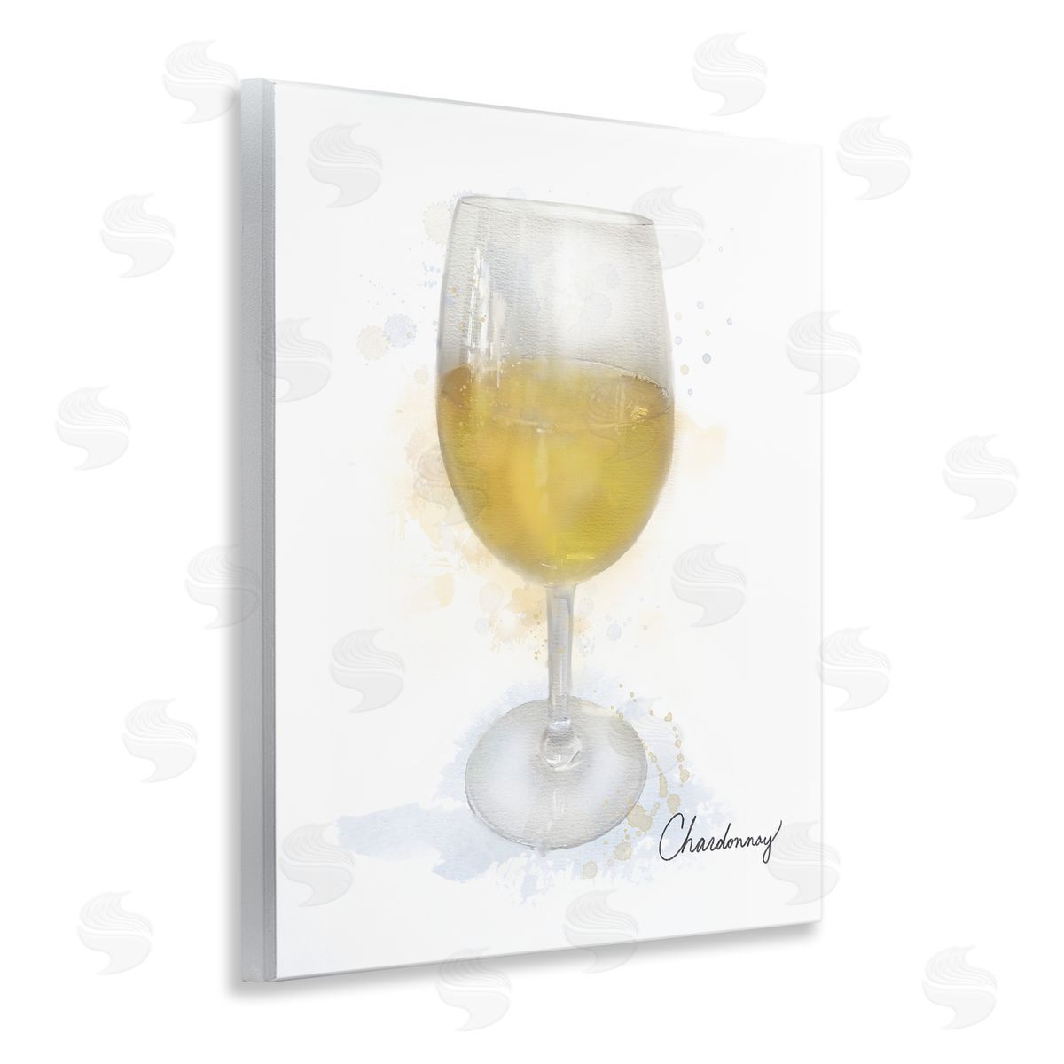 Modern Chardonnay in Glass Wood Plaque Wall Art, Home Decor by Matthew Piotrowicz