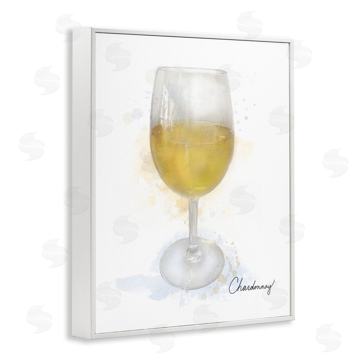 Modern Chardonnay in Glass White Frame Print Wall Art, Home Decor by Matthew Piotrowicz