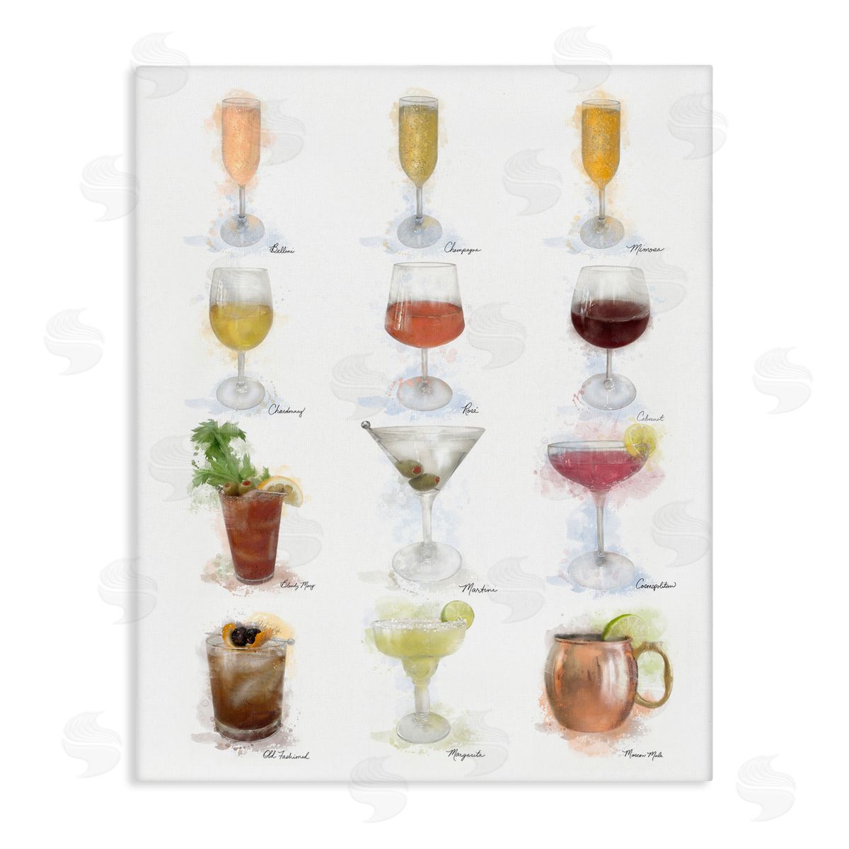 Soft Artisanal Cocktails Menu Canvas Wall Art, Home Decor by Matthew Piotrowicz