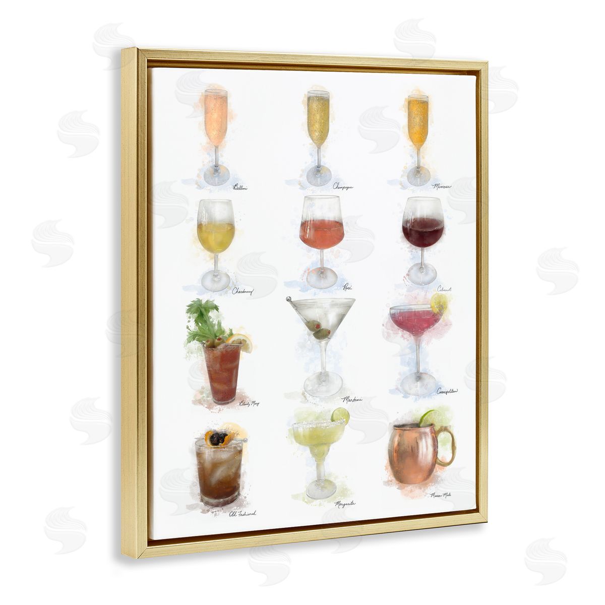 Soft Artisanal Cocktails Menu Gold Floating Frame Canvas Wall Art, Home Decor by Matthew Piotrowicz