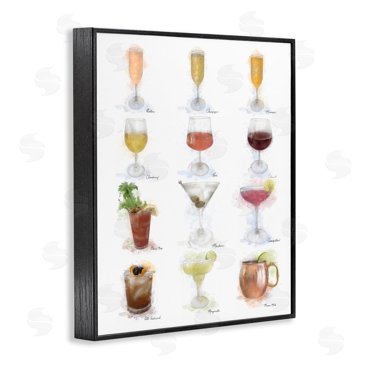 Soft Artisanal Cocktails Menu Black Frame Print Wall Art, Home Decor by Matthew Piotrowicz