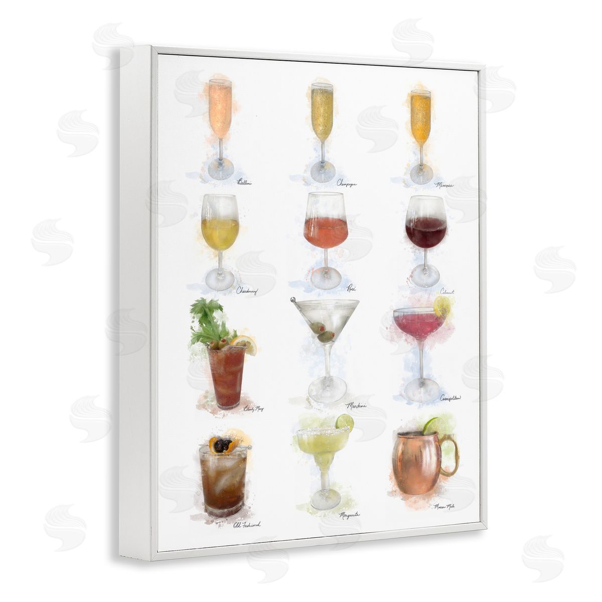 Soft Artisanal Cocktails Menu White Frame Print Wall Art, Home Decor by Matthew Piotrowicz