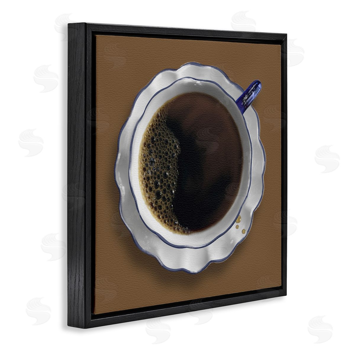 Aerial View Coffee Cup Black Floating Frame Canvas Wall Art, Home Decor by Matthew Piotrowicz