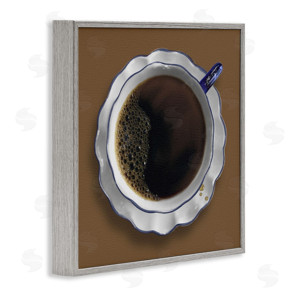 Aerial View Coffee Cup Grey Frame Print Wall Art, Home Decor by Matthew Piotrowicz