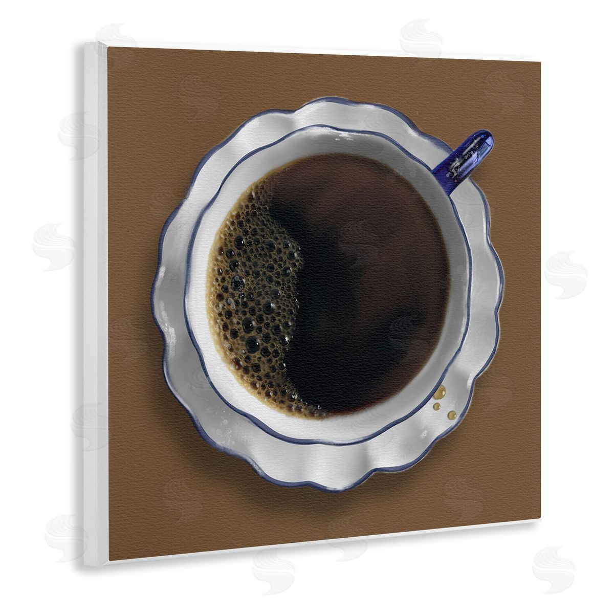 Aerial View Coffee Cup Wood Plaque Wall Art, Home Decor by Matthew Piotrowicz