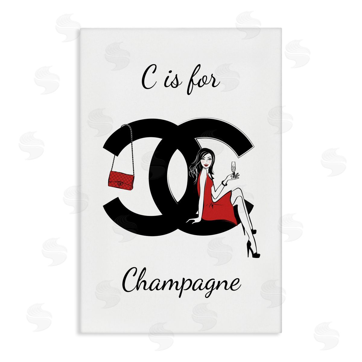 Glam C Is For Champagne Canvas Wall Art, Home Decor by Martina Pavlova