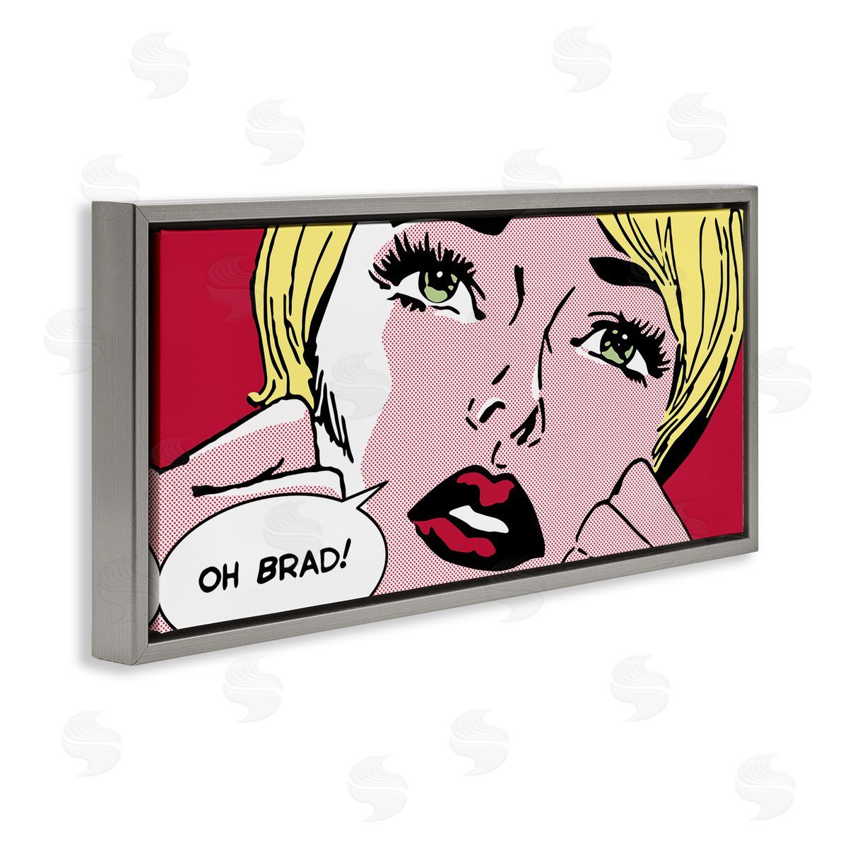 Iconic Pop Comic Woman Grey Floating Frame Canvas Wall Art, Home Decor by Sheila B.