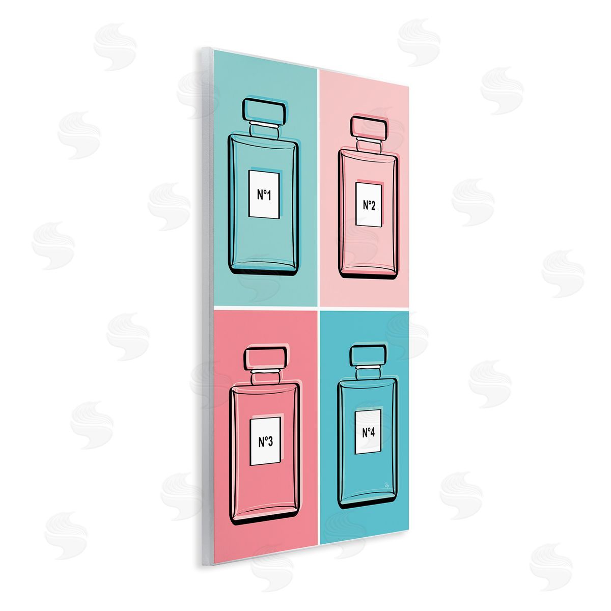 Pink & Blue Perfumes Wood Plaque Wall Art, Home Decor by Martina Pavlova