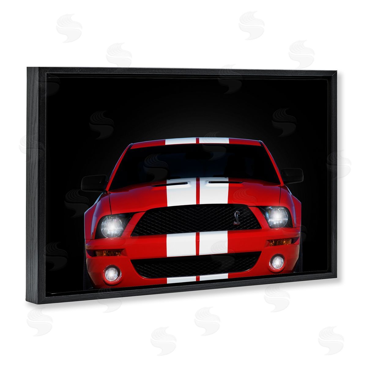 Iconic Red Sports Car Black Floating Frame Canvas Wall Art, Home Decor by Mark Rogan