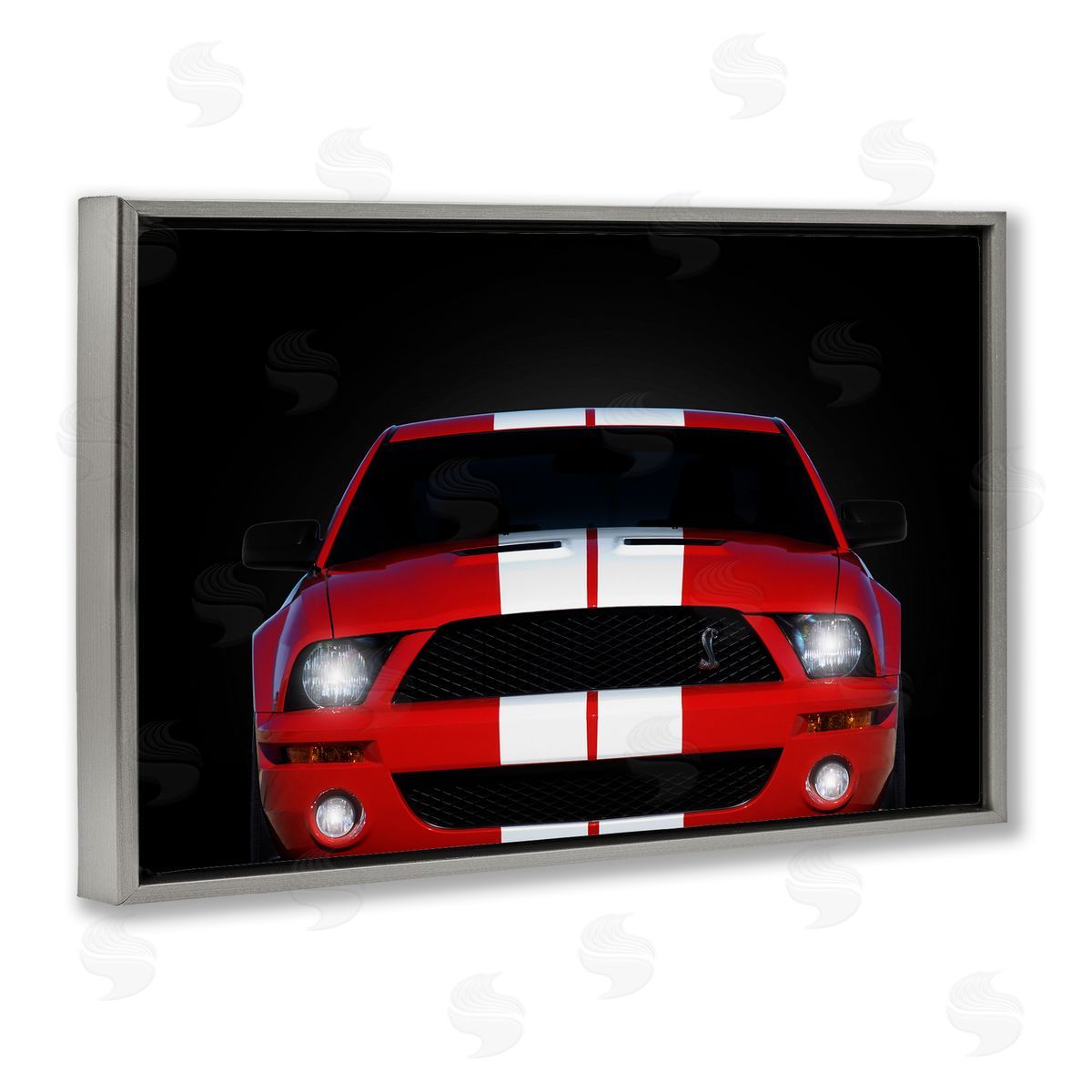 Iconic Red Sports Car Grey Floating Frame Canvas Wall Art, Home Decor by Mark Rogan