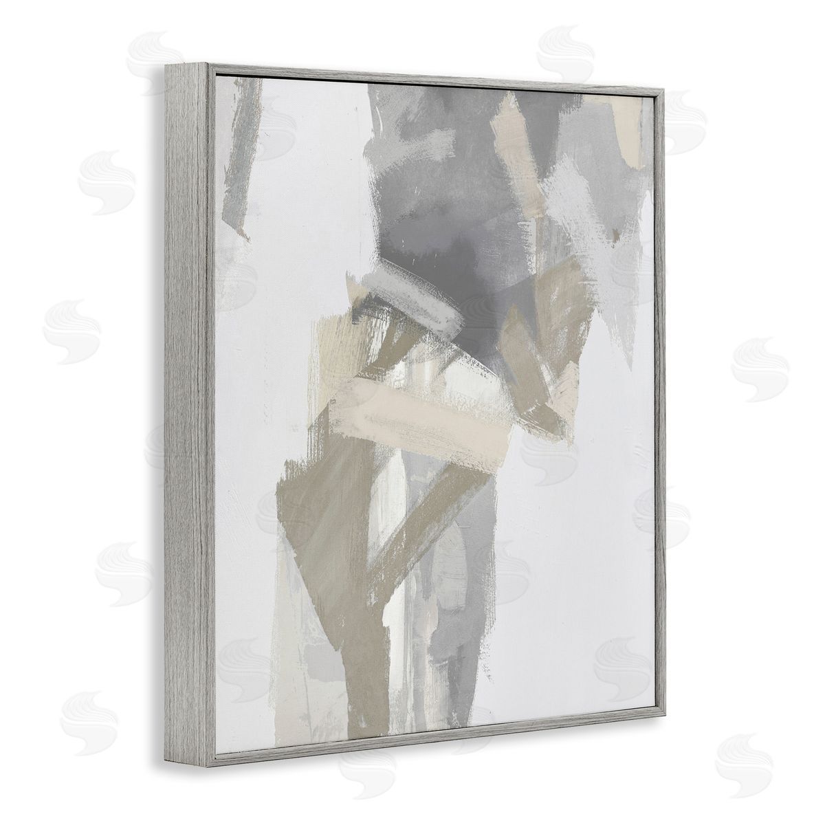 Elegant Grey & Beige Streaks Grey Frame Print Wall Art, Home Decor by Rachel Springer