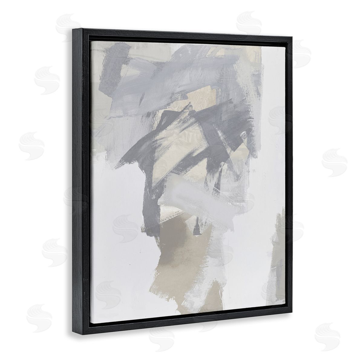 Elegant Contemporary Grey Shades Black Floating Frame Canvas Wall Art, Home Decor by Rachel Springer