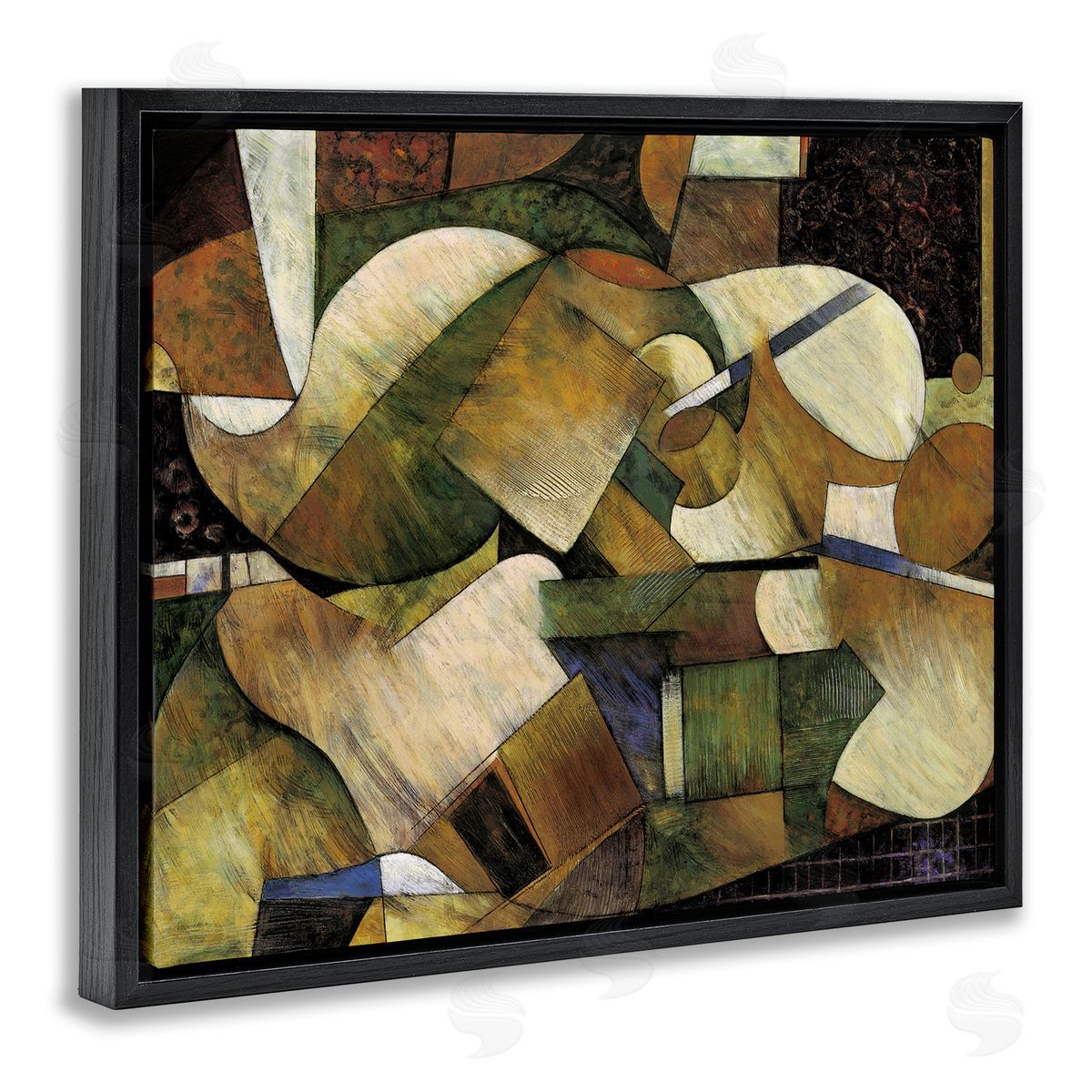 Expressive Geometric Abstraction Black Floating Frame Canvas Wall Art, Home Decor by Jonathan Parsons