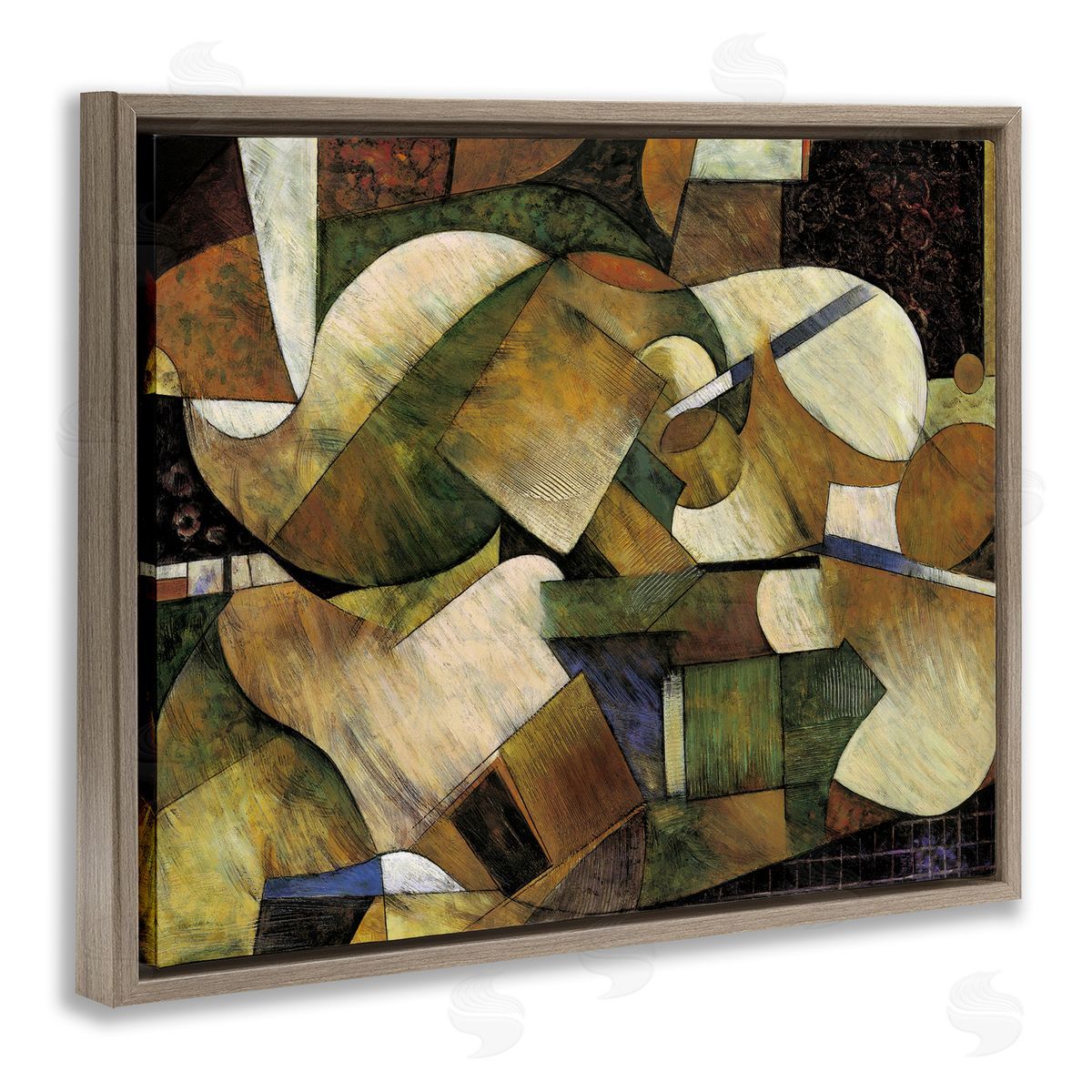 Expressive Geometric Abstraction Brown Floating Frame Canvas Wall Art, Home Decor by Jonathan Parsons