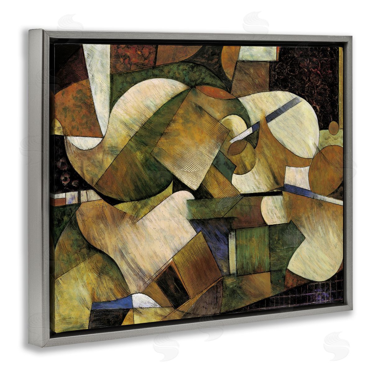 Expressive Geometric Abstraction Grey Floating Frame Canvas Wall Art, Home Decor by Jonathan Parsons