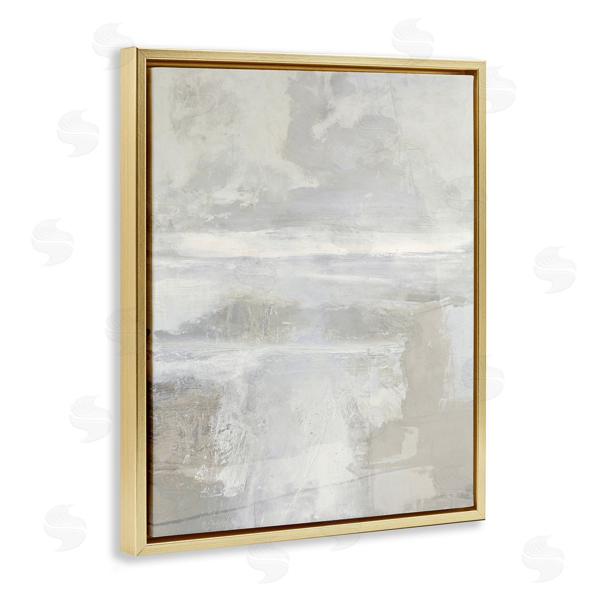Muted Beige & Grey Gold Floating Frame Canvas Wall Art, Home Decor by Rachel Springer