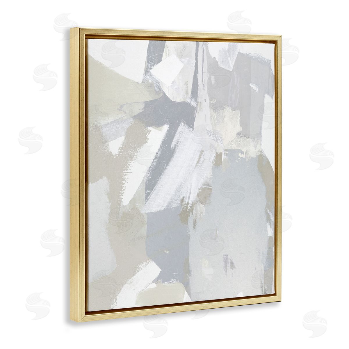 Neutral Tones Grey & Beige Gold Floating Frame Canvas Wall Art, Home Decor by Rachel Springer