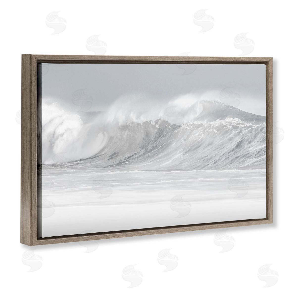 Cresting Beach Wave Brown Floating Frame Canvas Wall Art, Home Decor by Maggie Olsen