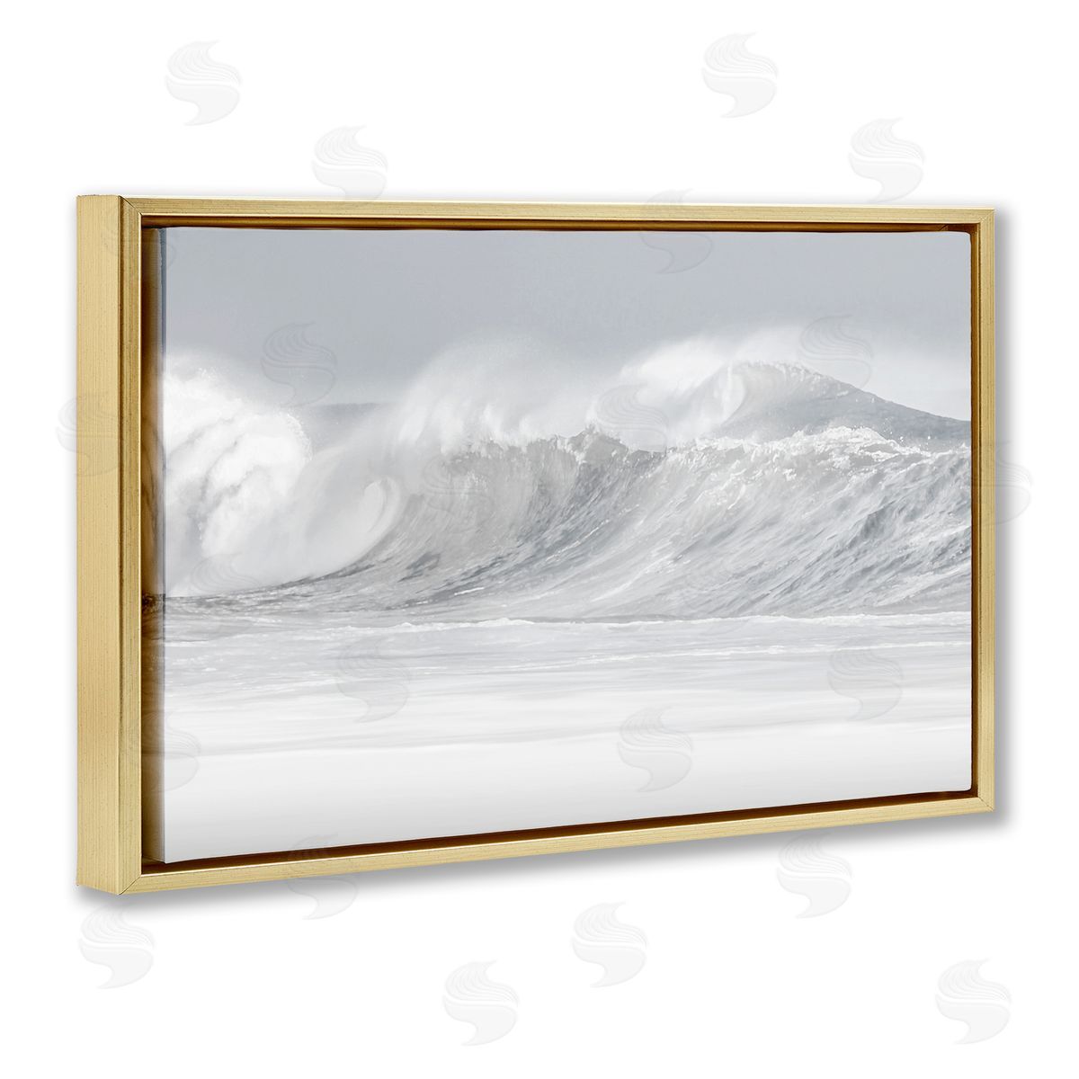 Cresting Beach Wave Gold Floating Frame Canvas Wall Art, Home Decor by Maggie Olsen