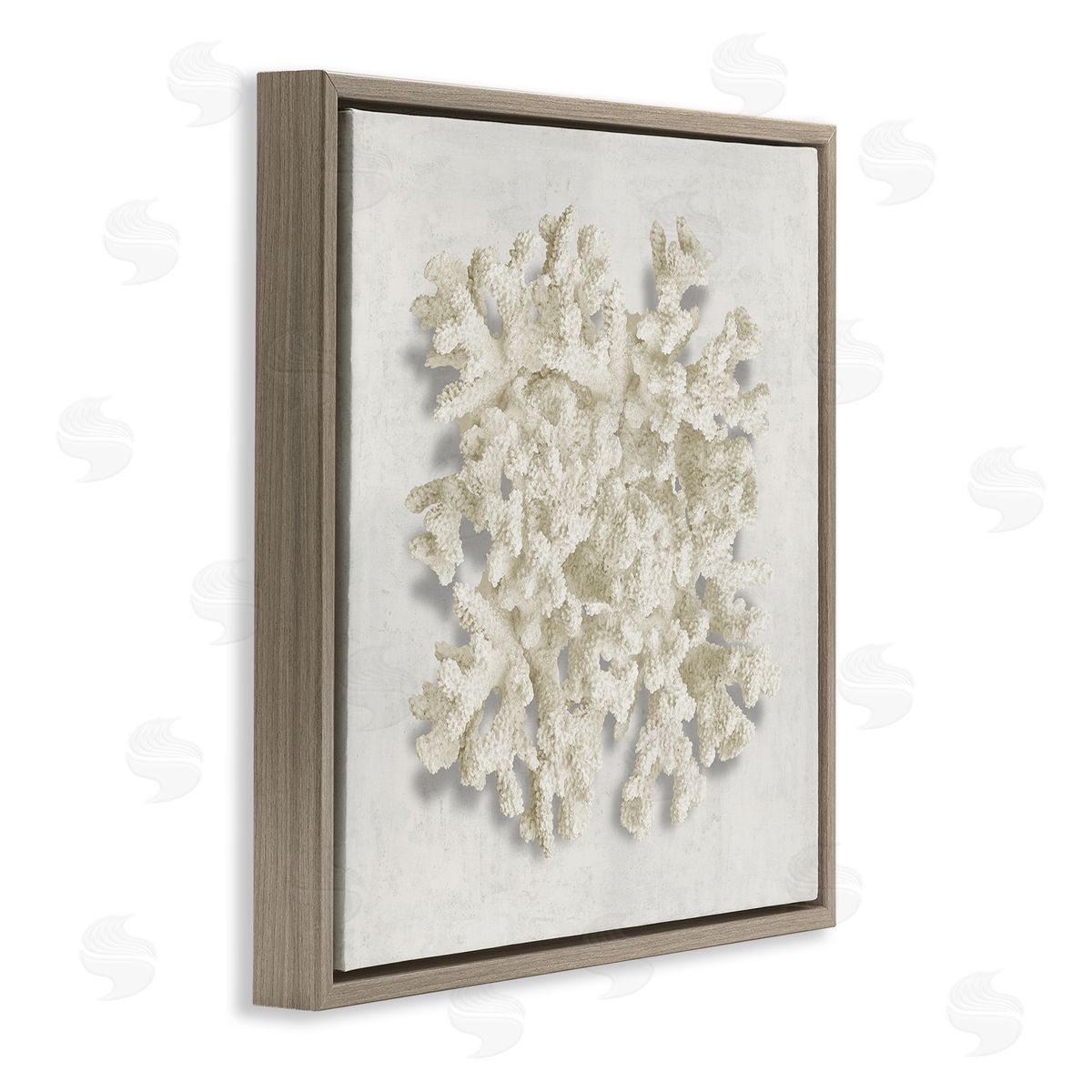Aquatic Neutral Coral Brown Floating Frame Canvas Wall Art, Home Decor by Caroline Kelly