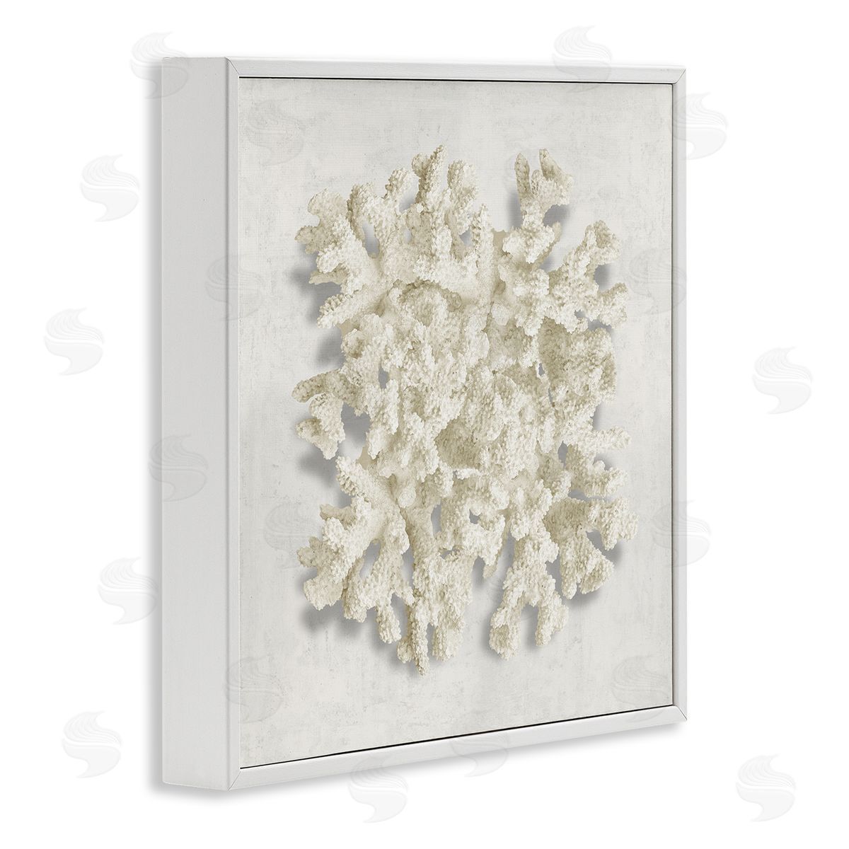 Aquatic Neutral Coral White Frame Print Wall Art, Home Decor by Caroline Kelly