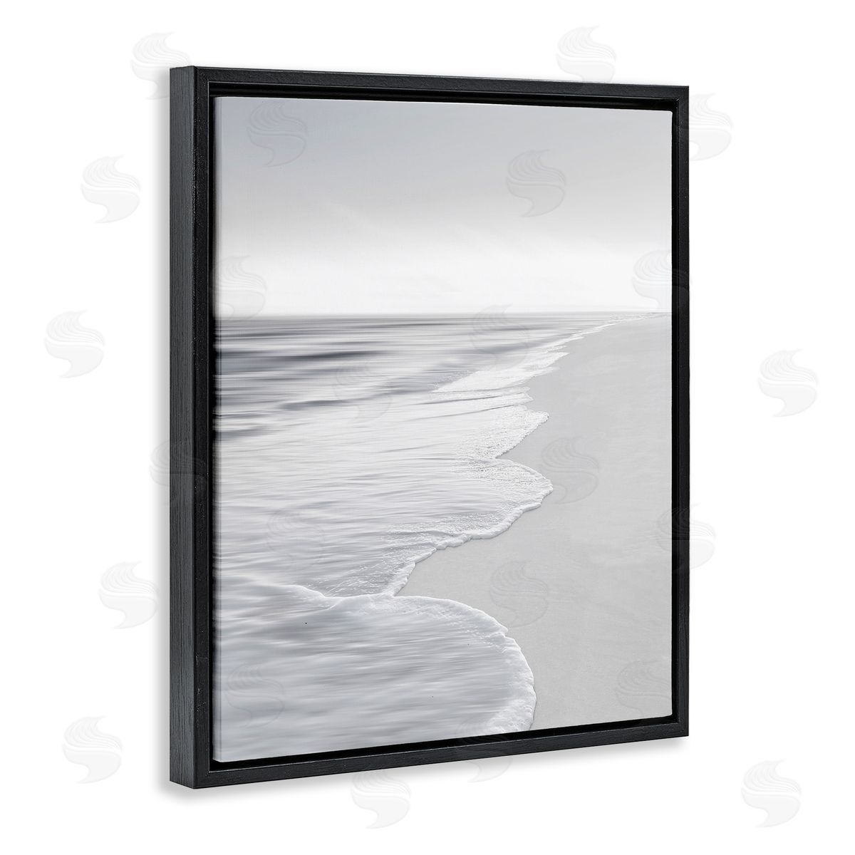 Foamy Beach Coast Black Floating Frame Canvas Wall Art, Home Decor by Maggie Olsen