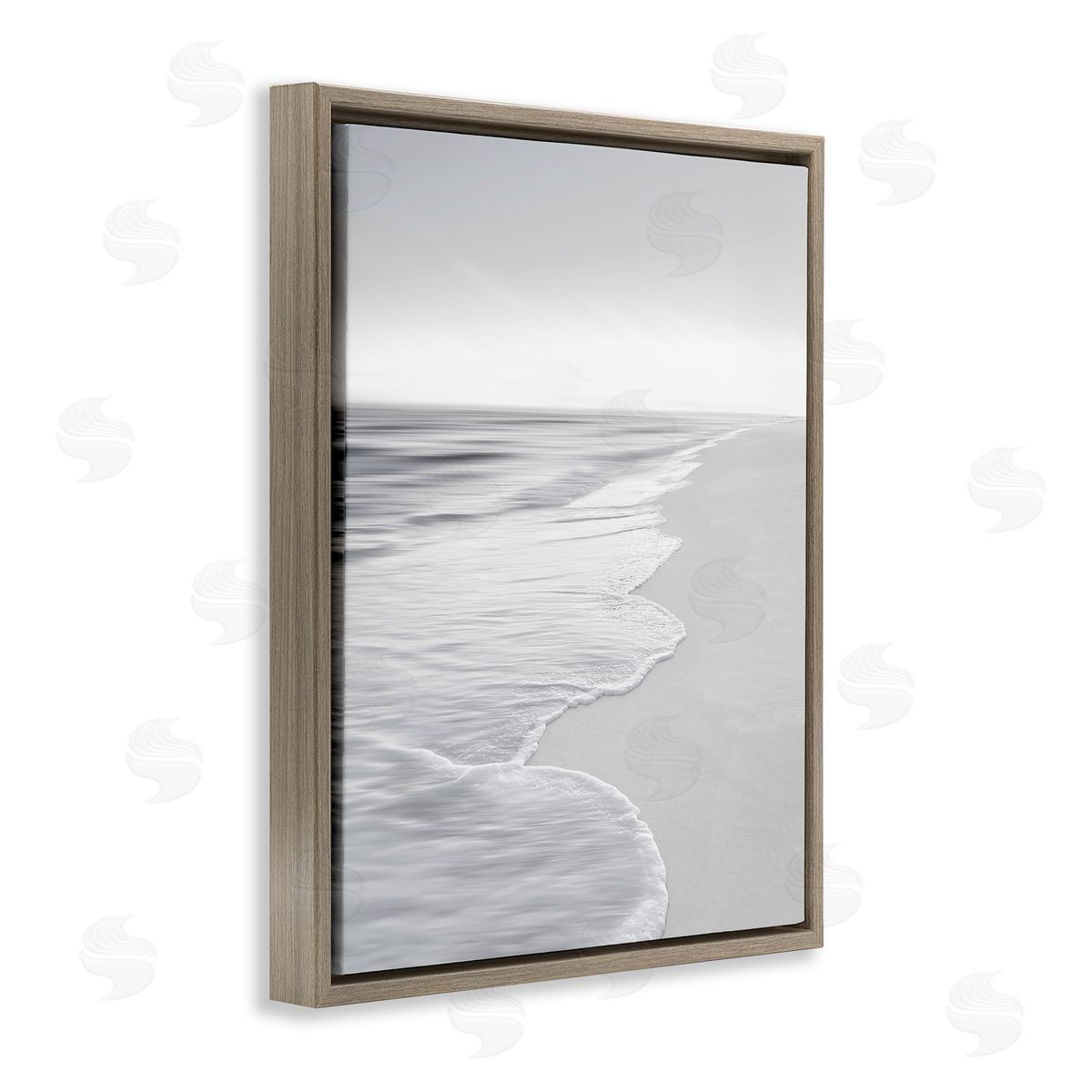 Foamy Beach Coast Brown Floating Frame Canvas Wall Art, Home Decor by Maggie Olsen