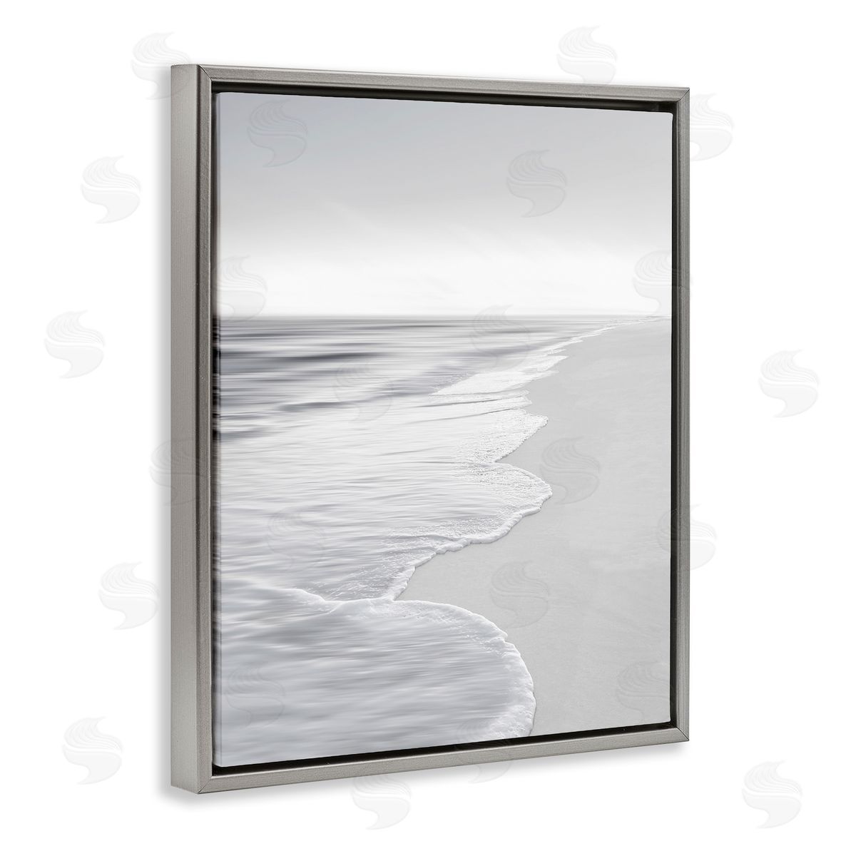 Foamy Beach Coast Grey Floating Frame Canvas Wall Art, Home Decor by Maggie Olsen