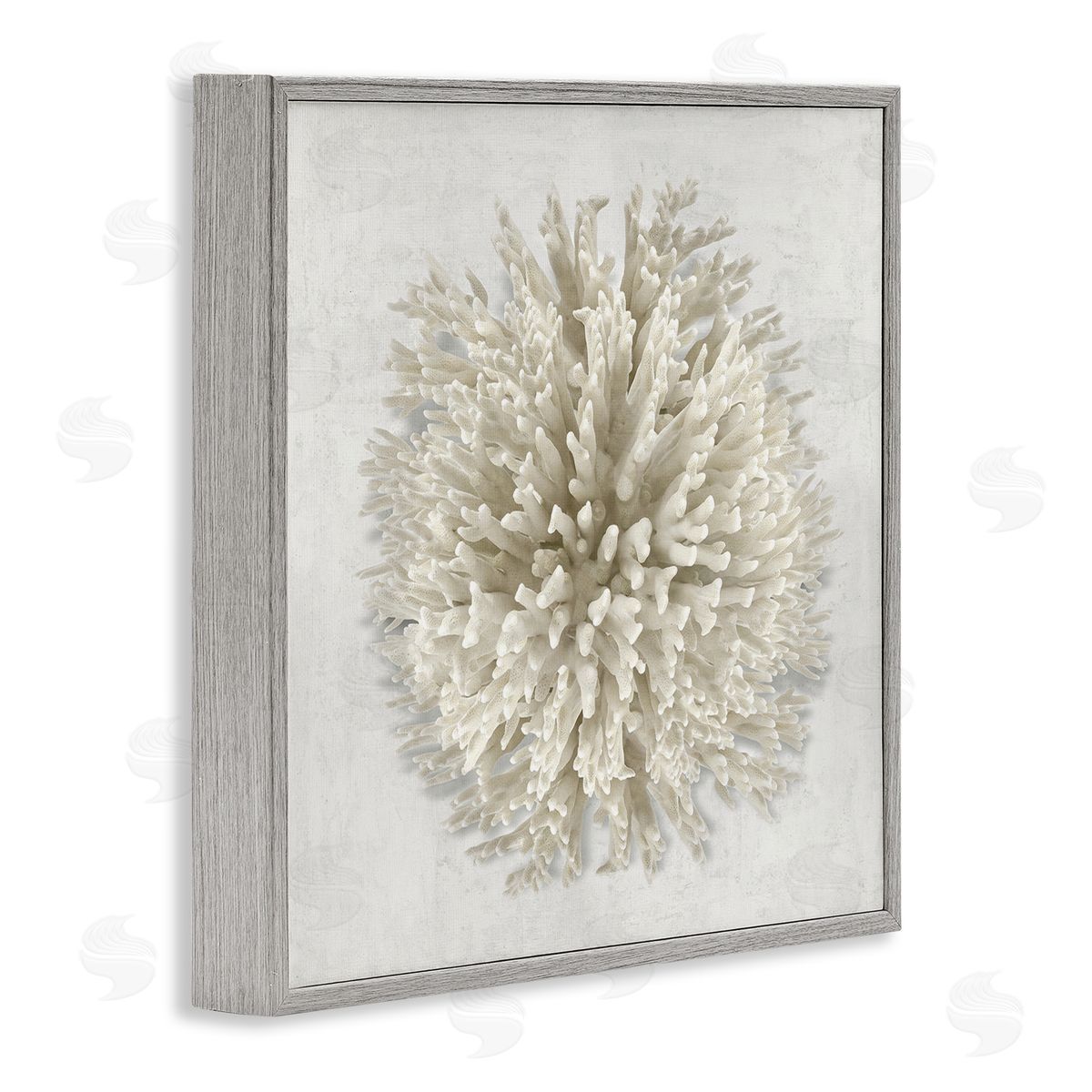 Natural Round Coral Grey Frame Print Wall Art, Home Decor by Caroline Kelly