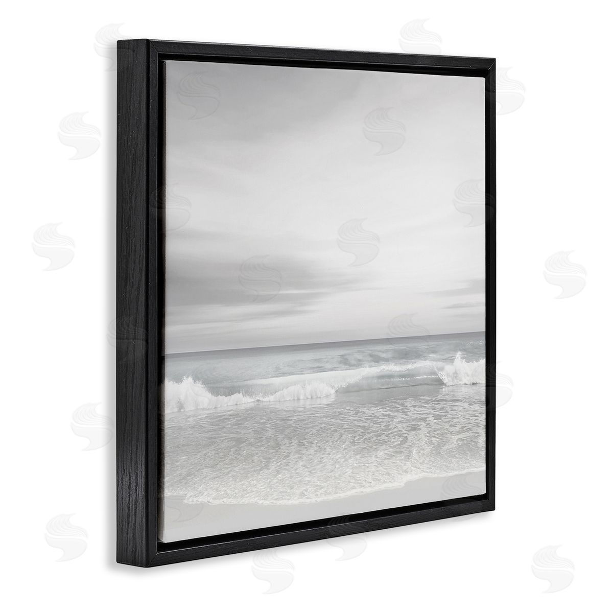 Soft Peaceful Beach Waves Black Floating Frame Canvas Wall Art, Home Decor by Maggie Olsen
